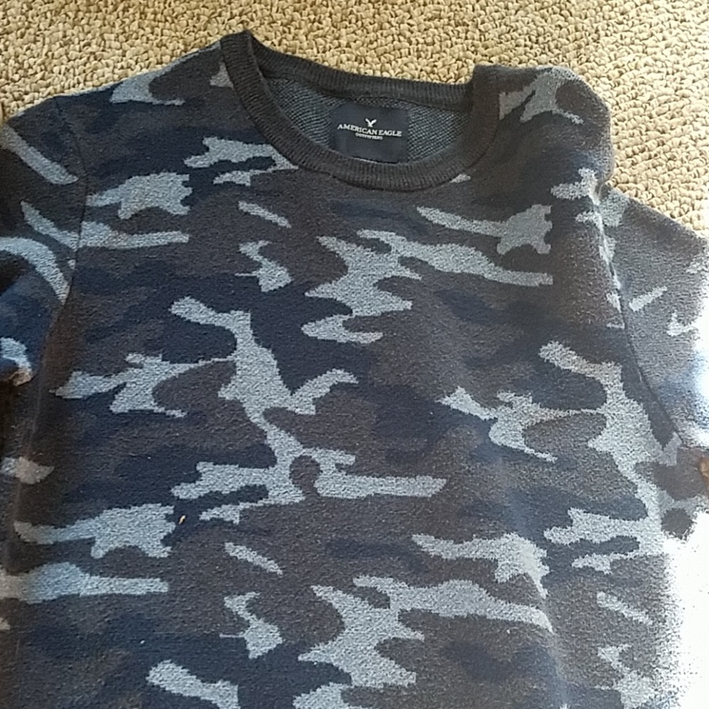 Blue camo American Eagle sweater.